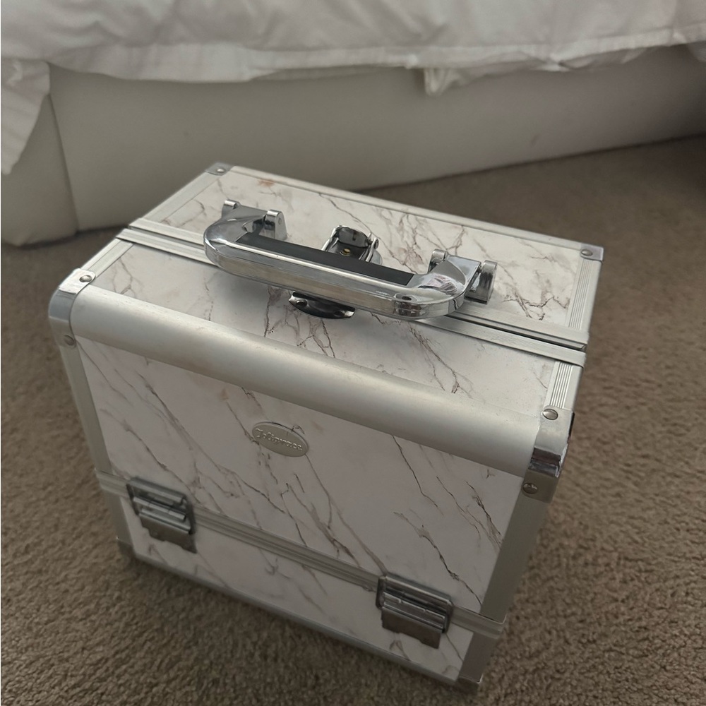 Travel Marble Design Storage Box with Silver Accents